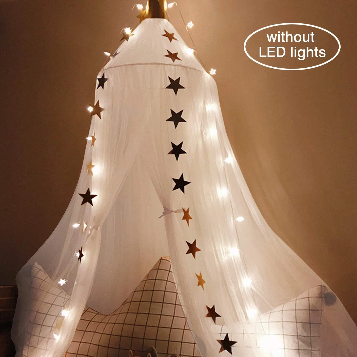 Cobertura de cama estrela cintilante com rede de cama Star String Lights Cortinas de dossel Canopy para o bebé