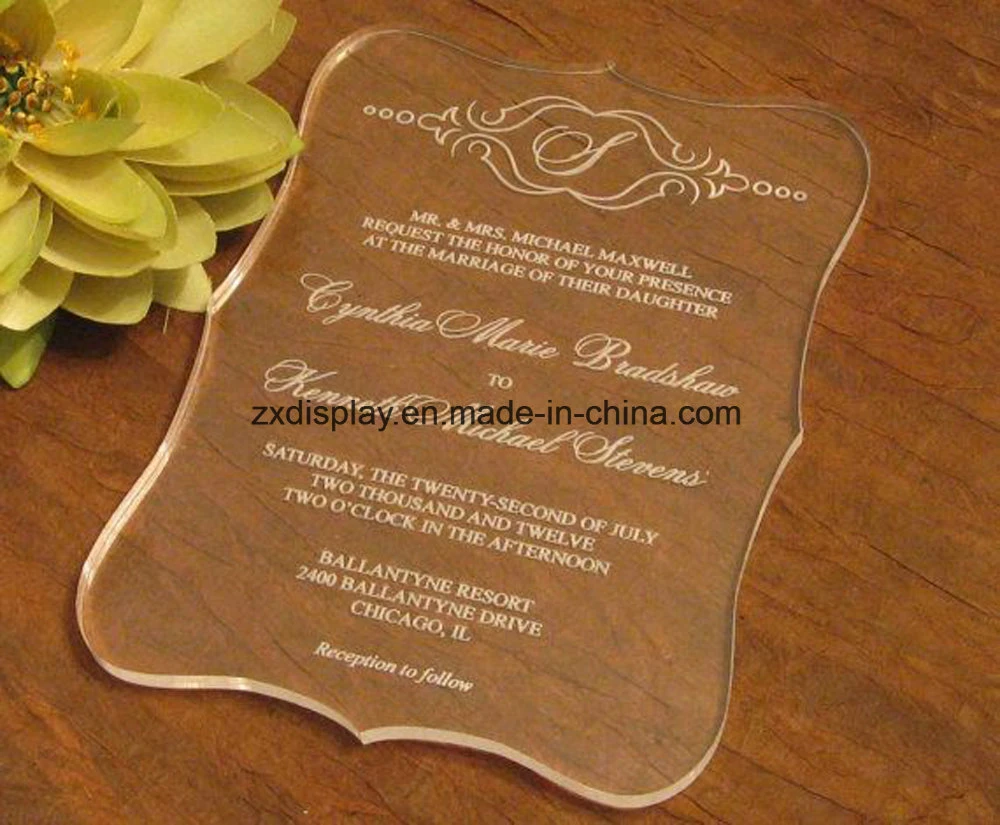 Custom Laser Cut Clear Acrylic Wedding Invitations Cards
