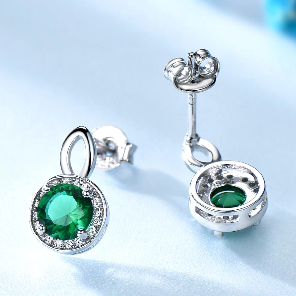 Goujon de Emerald Princess boucles pour les femmes Gemstone 925 l'Engagement de bijoux en argent sterling
