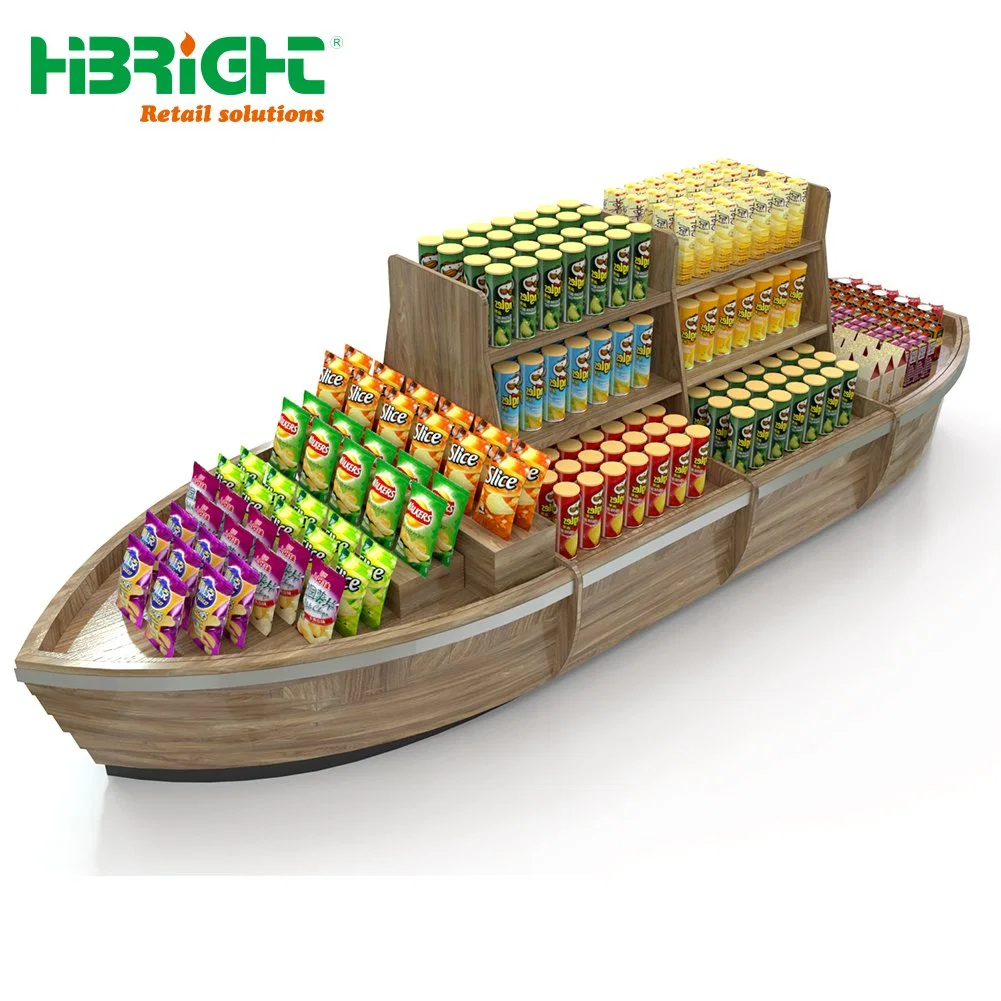 Hypermarket Grocery Supermarket Fruit Market Boat Shape Vegetavle Display Rack