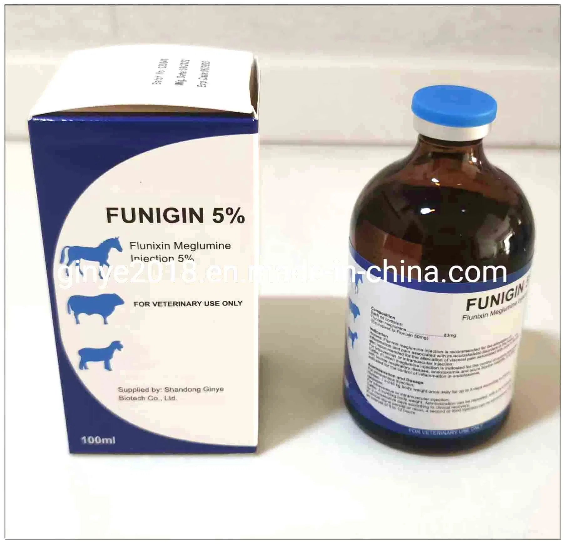 Flunixin Meglumine Injection 5% for Anti-Inflammatory and Antirheumatic in Livestock and Poultry 100ml 50ml