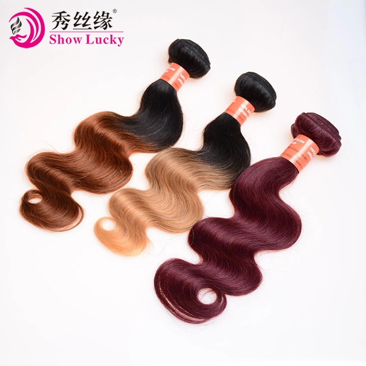 Factory Price Colored Body Wave Ombre Human Hair 100% Raw Virgin Mongolian Human Hair Weaving Omber