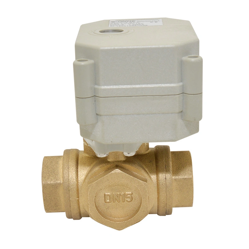 3 Way Electric Flow Control Brass Water Ball Valve Ce/RoHS Motorized Shut off Valve with Manual Operation