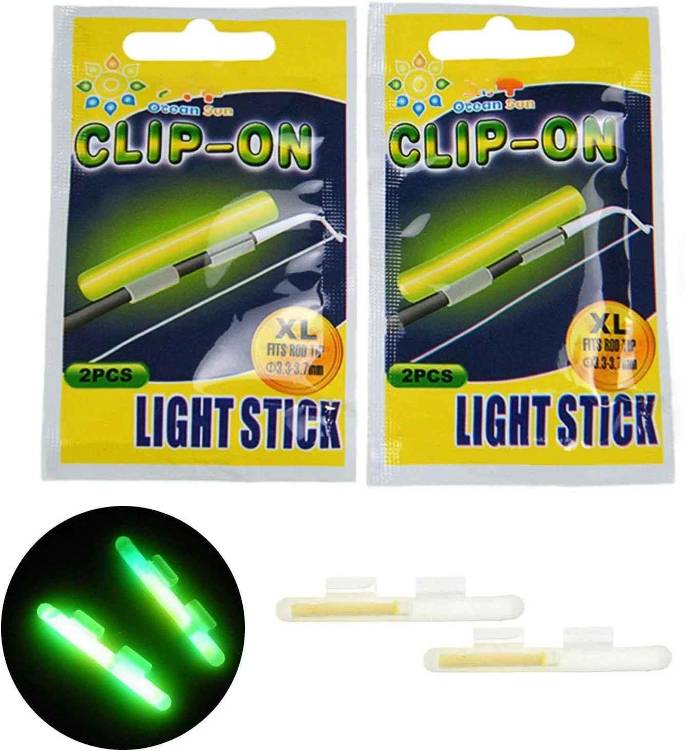 Glow Sticks Rod Tip Glow Sticks Fishing Rod Floats Glow Sticks Fishing Rod Night Fishing Light Fishing Green Fluorescent Light 20PCS (10bags) #M #L #XL