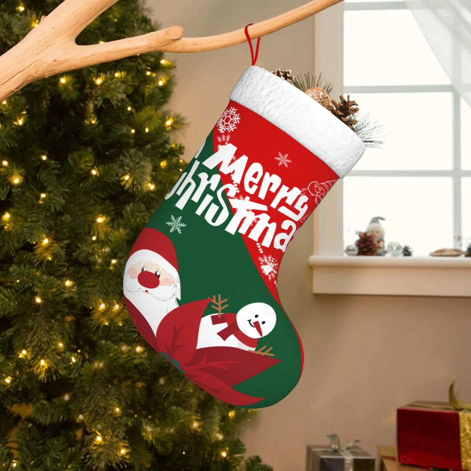 Benutzerdefinierte Weihnachtsstrumpf Rot Weiß Traditionelle Weihnachten Hängende Socken Dekorationen Weihnachtsstrumpf