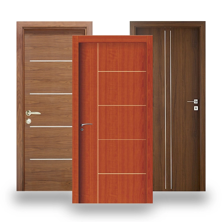 Interior Natural Wooden Veneer Wooden Door Design Painting Laminate HDF White Solid Wood Doors for Hotel Rooms