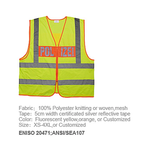 High Visibility with Zipper Warning Reflective Safety Vests