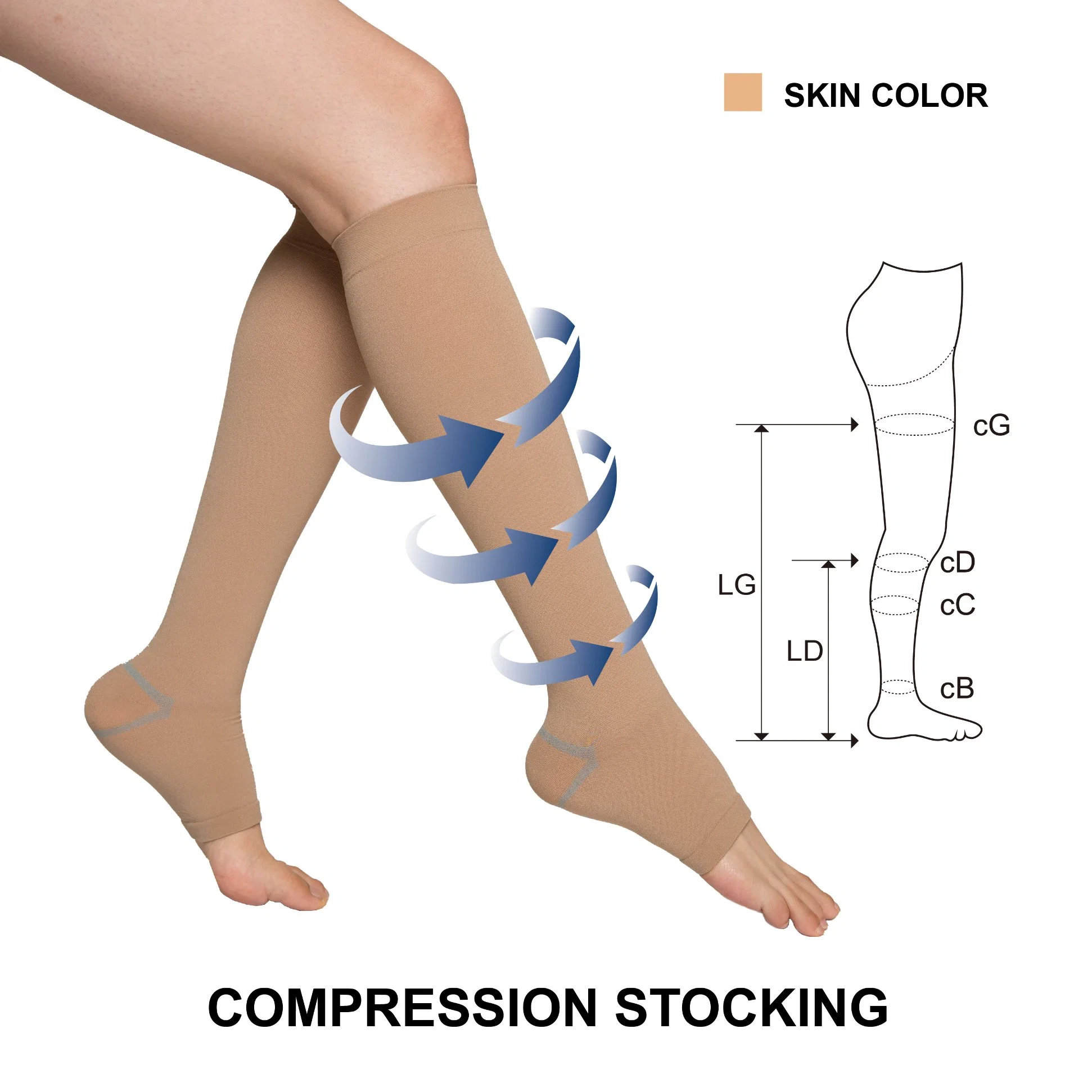 Compression Stocking 15-21mmhg with Open Toes Class 1 (AD-101)