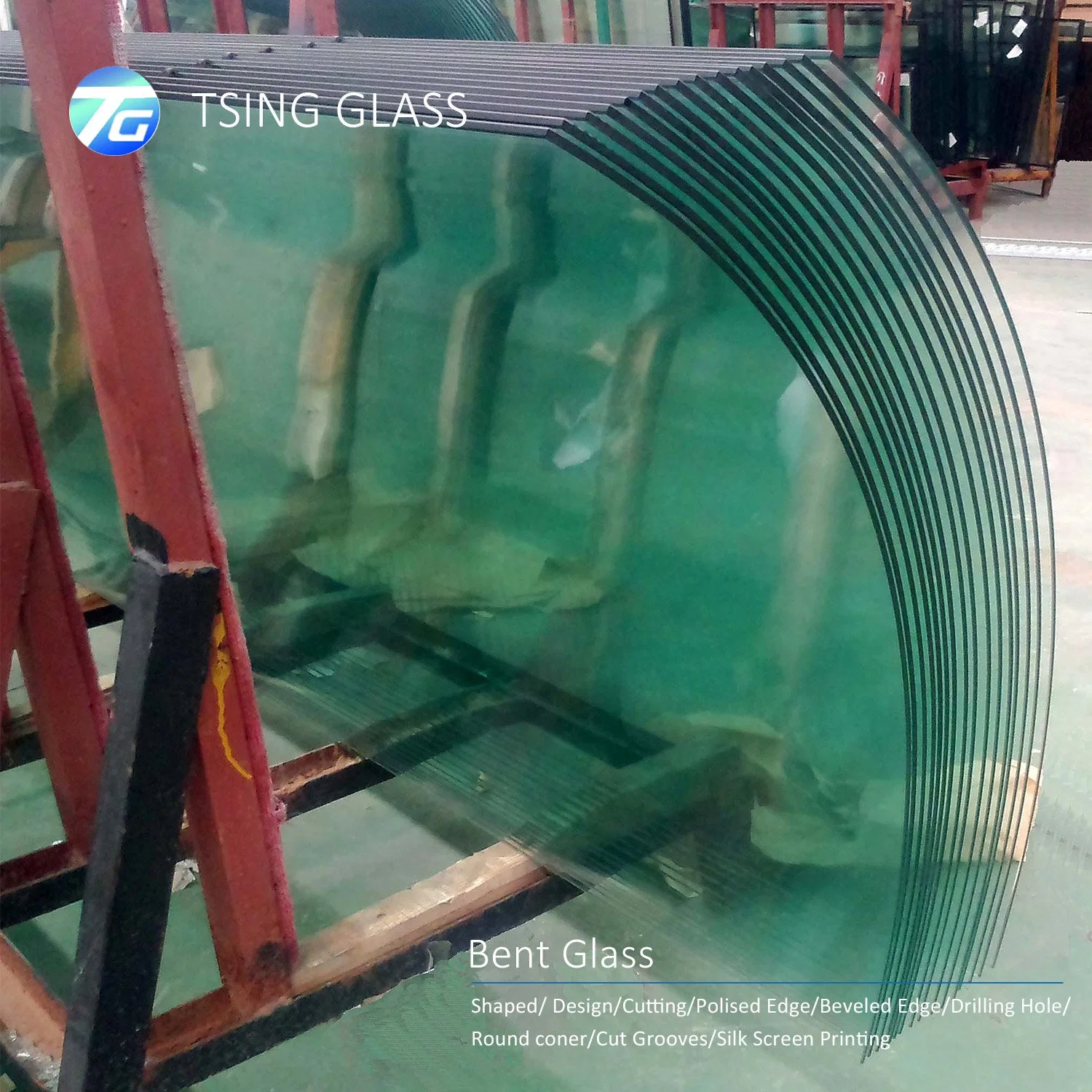 6mm 8mm Tempered Curved Glass /Hot Bent Glasss/Curved Glass for Door/Freezer Display/ Icebox/Furnace/Railing Fence