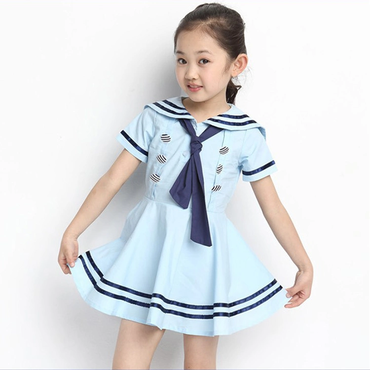 Baby Infant Girl Dress Navy Striped Cotton Sailor Collar for Girls Kids Clothes