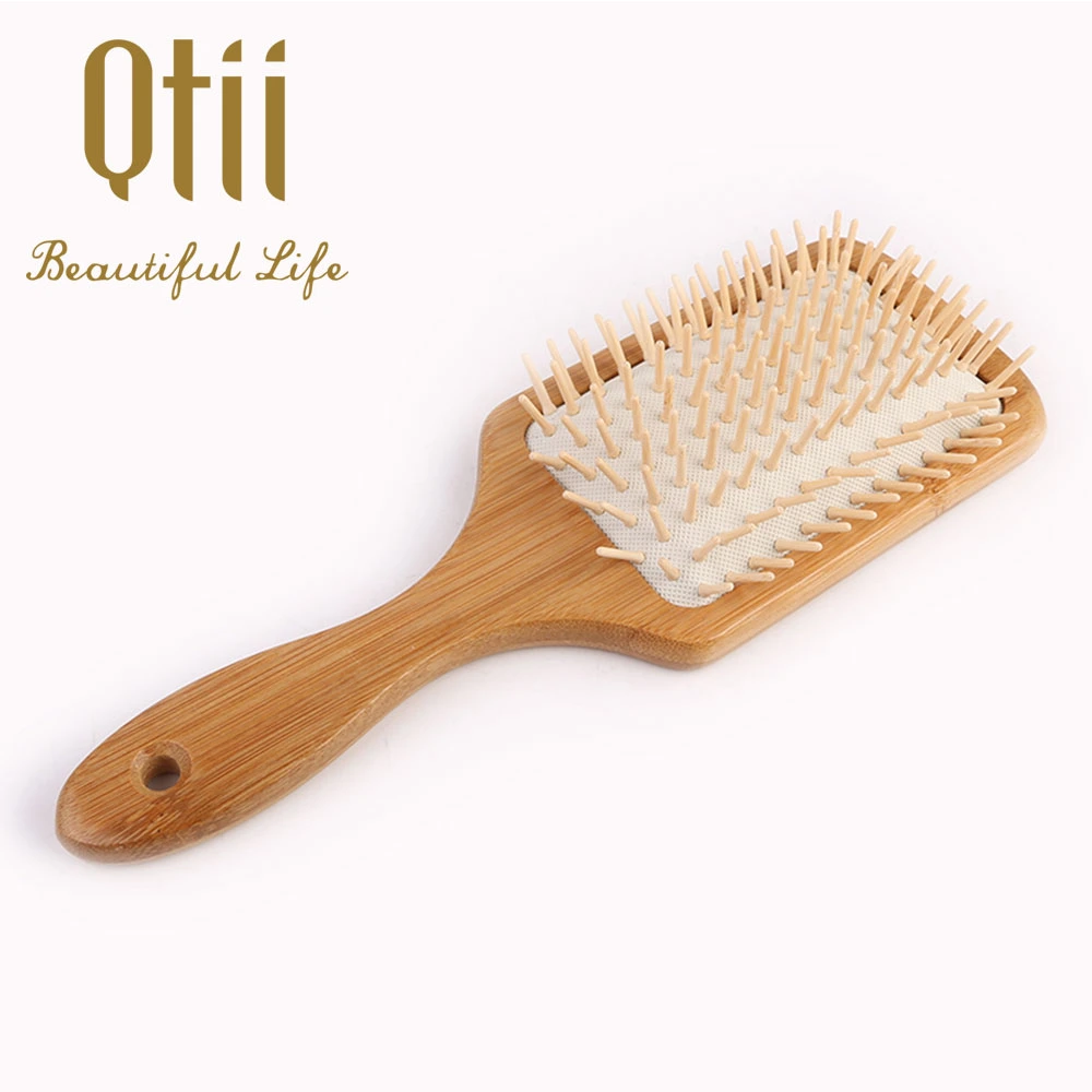 Anti-Static Paddle Bamboo Hair Brush with Air Cushion and Wooden Bristle