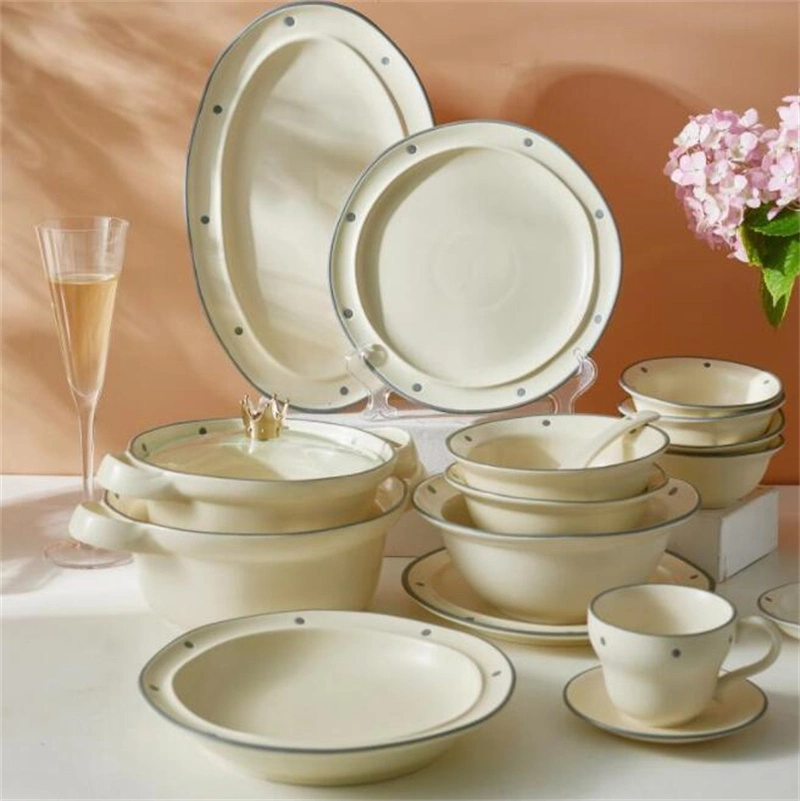 High-Value Household Dinner Korean Version Fine China Tableware