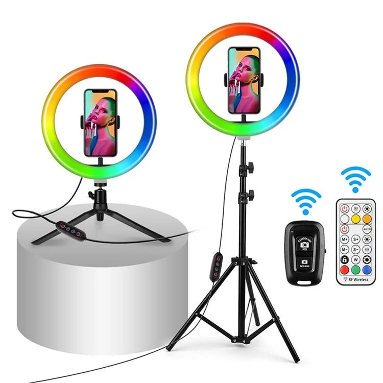 Dimmable RGB LED Ring Light Kit for Makeup Video Studio