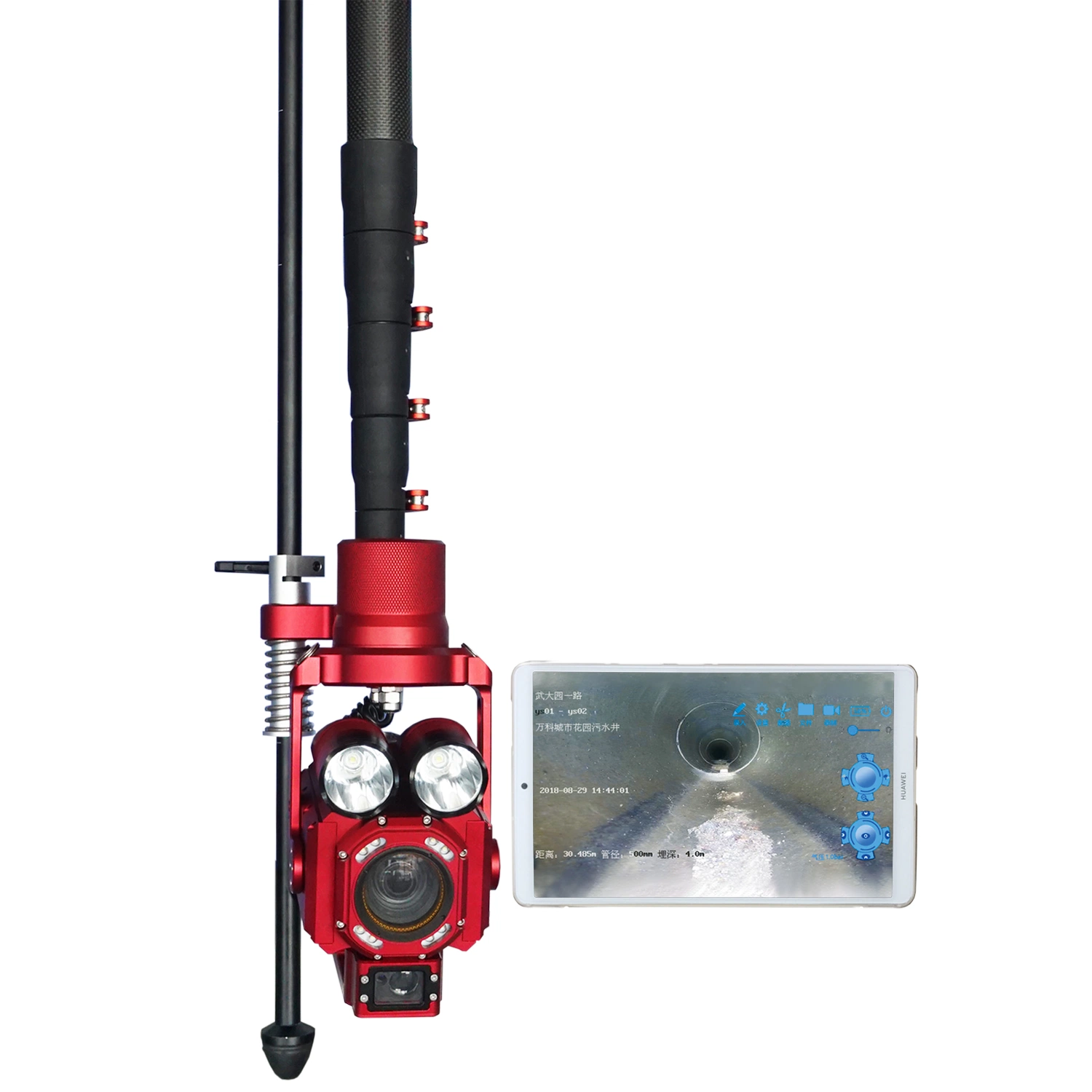 Environmental Wireless Control Sewer Drain Manhole Inspect Pole Camera