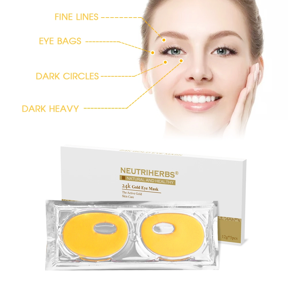 Nueva llegada Puffy Natural Moisturizing Gel Oro 24K Ojos Máscara de colágeno