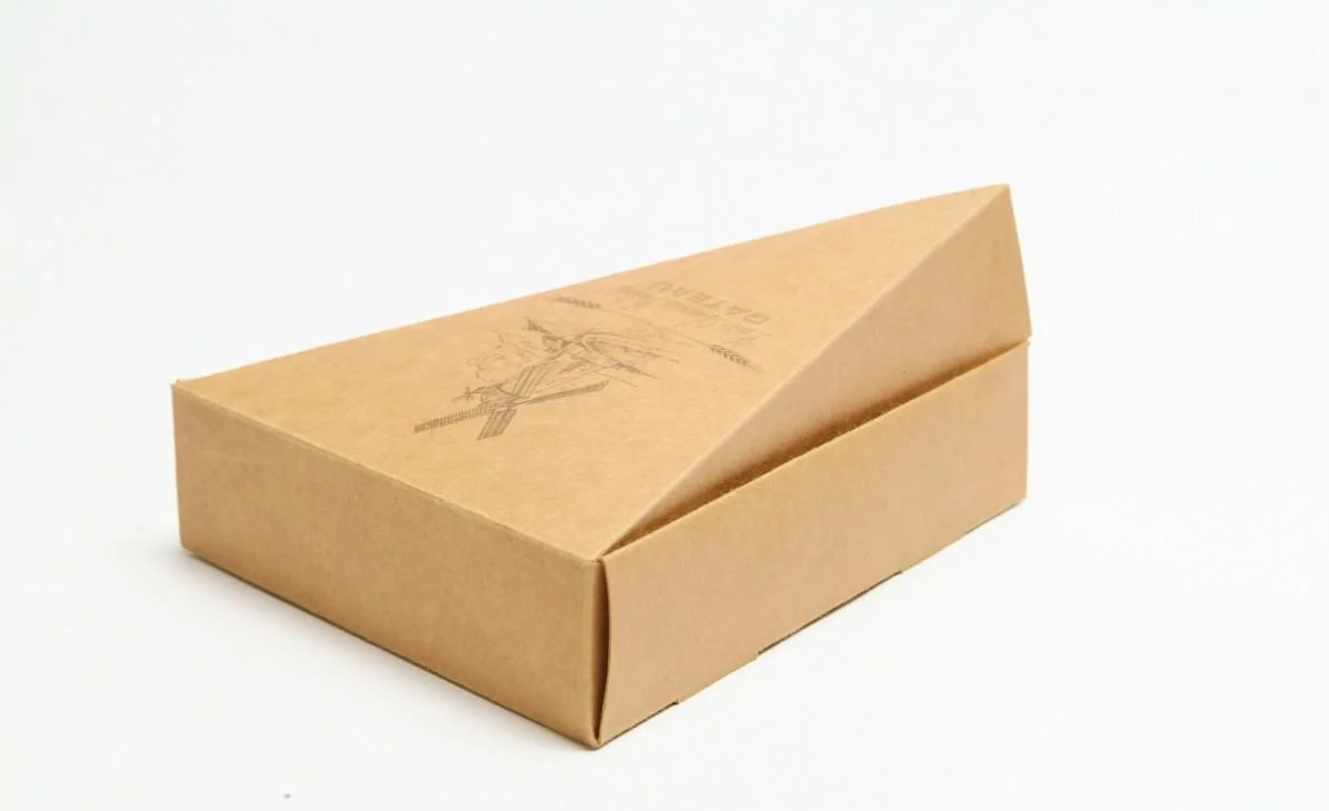Custom Small Piece Triangular Pizza Box Printed on Kraft Paper
