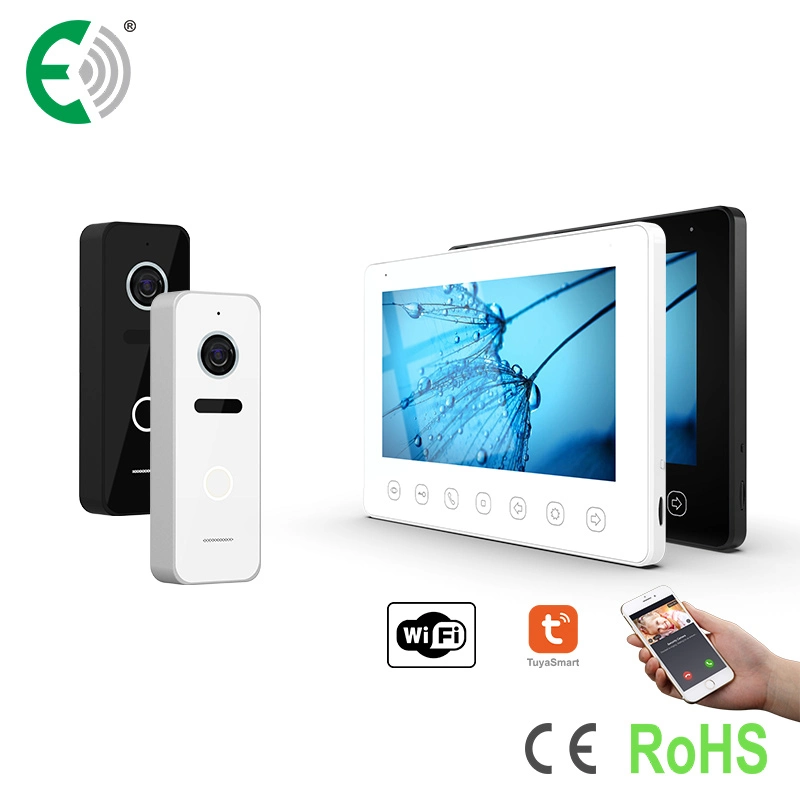 4-Wire HD 7 Inches Smart Intercom Video Doorphone Kit with Touch Buttons