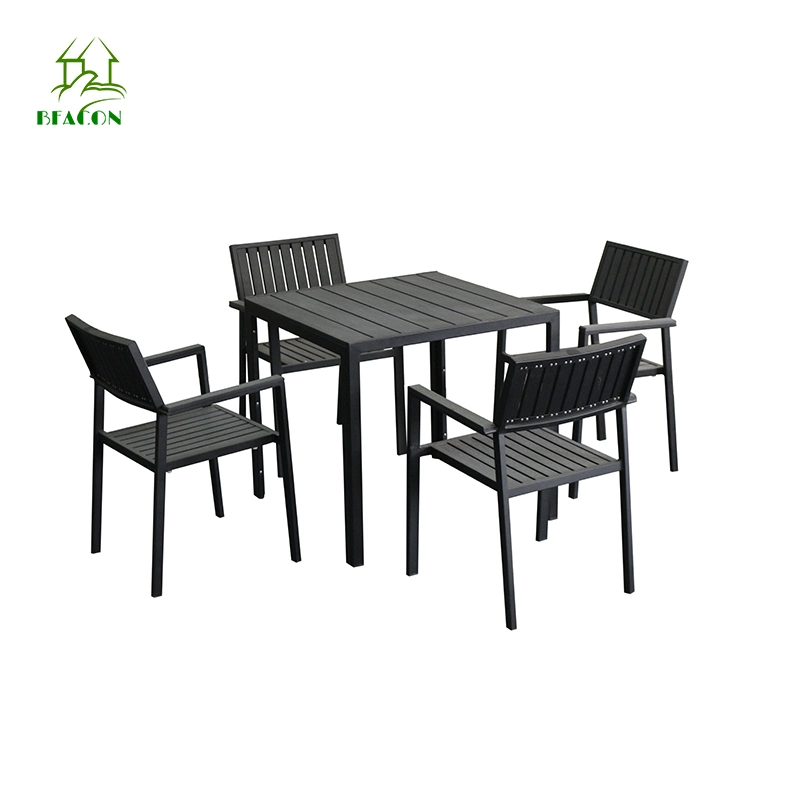 Vangarden Rope Aluminum Patio Garden Furniture Dining Table and Chair Set