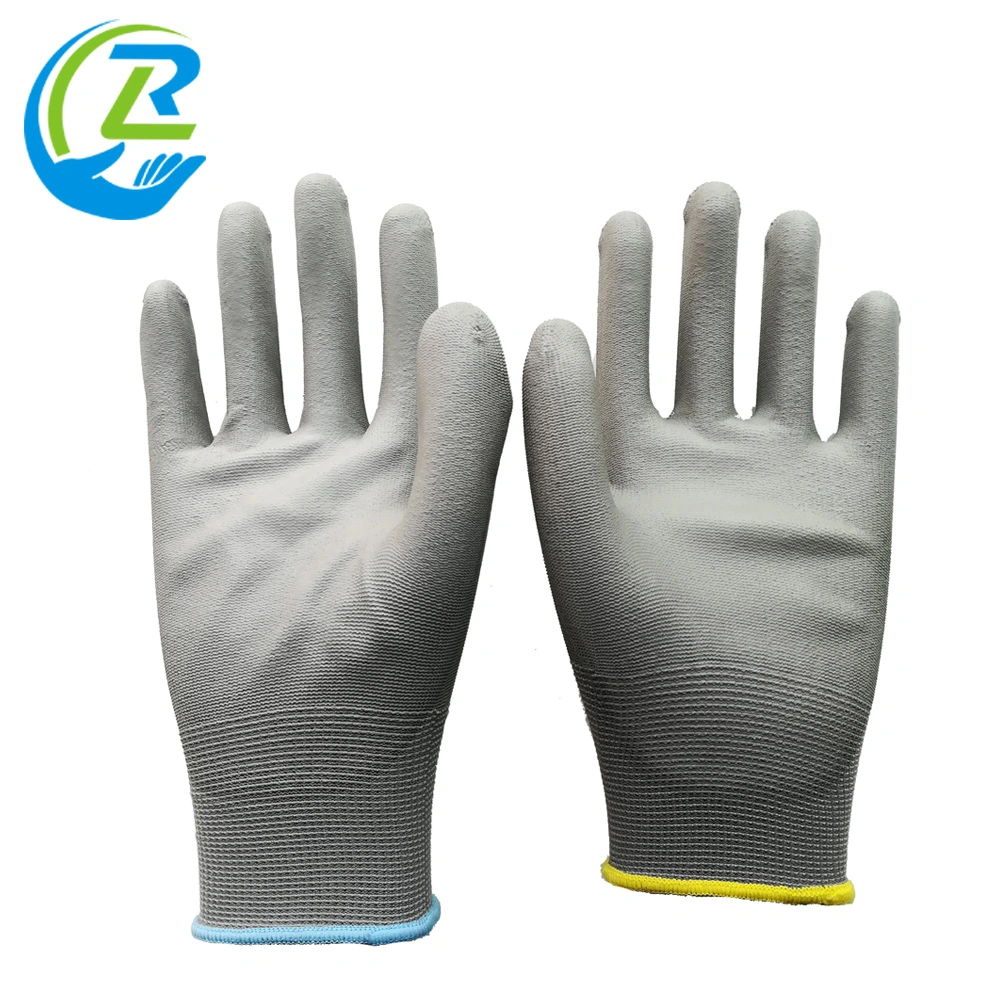 Safety Work Grey PU Work Gloves Palm Coated Workplace Safety Supplies