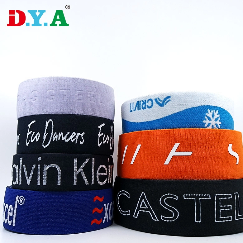 Custom High Elasticity 1.5inch 38mm Nylon Patterned Jacquard Elastic Band for Underwear Waistband Garment