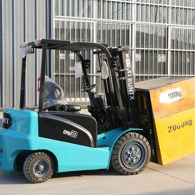 Good Quality 3 Ton Full Electric Four Big Wheels Forklift Truck Lifting up to 3m