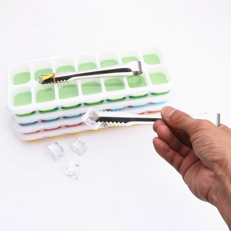 Paquete de 3 bandejas de cubitos de hielo, silicona de fácil liberación y 14 bandejas de cubos de hielo flexibles con tapa extraíble resistente a derrames