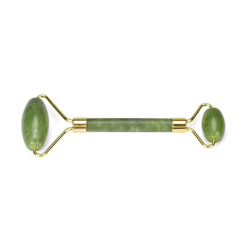 2022 Masaje facial Gemstone Natural Rodillo de elevación de la cara Masajeador Rosa Verde Cuarzo Piedra Jade Roller