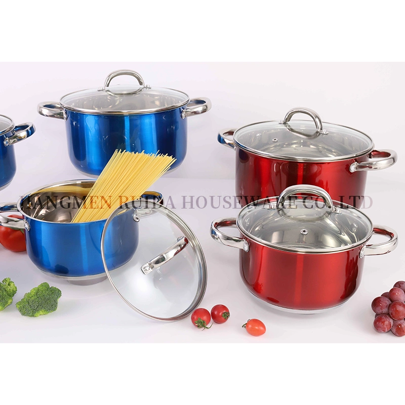 Ustensiles de cuisine de gros de la casserole avec la couleur de la peinture 8pcs ustensiles de cuisine en acier inoxydable Ensemble