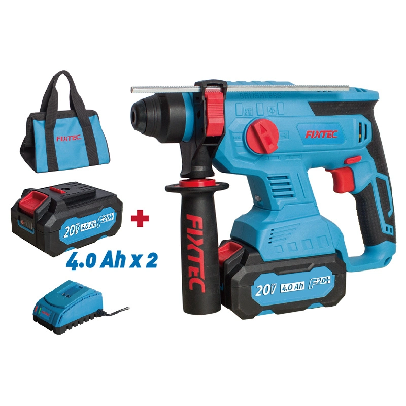 Fixtec Industrial 20V Cordless Brushless SDS Battery Rotary Demolition Hammer Drill 22mm Concrete Breaker Machine