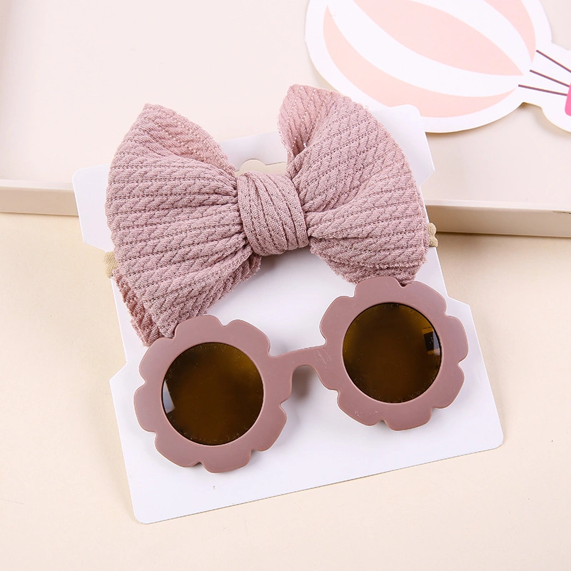 Bow Baby Headband DOT Sunflower Sunglasses Flower Round Eye Glasses 0-4t Elastic Hair Bands Headwear