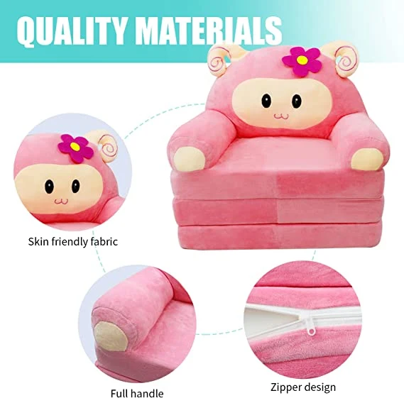 Móveis infantis Sofá pequeno cobertura Cartoon Pig Princess Girl Cadeira reclinável cadeira dobrável para bebé Sofá-cama individual Lazy