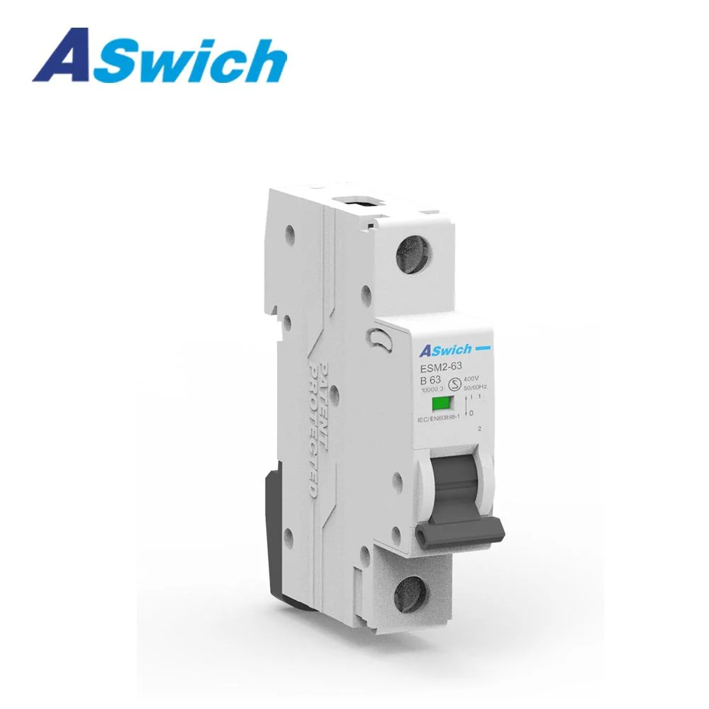 Esm1-63 Series 10ka MCB 63A Electric Miniature Circuit Breaker Esm2-63 6ka 240/415V 1p 2p 3p 4p DIN Rail AC Mini Circuit Breakers