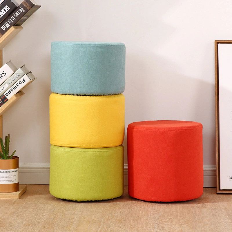 Un design moderne vente chaude velours ronde siège en tissu Meubles de salle de séjour des selles de stockage de maquillage Président pouf