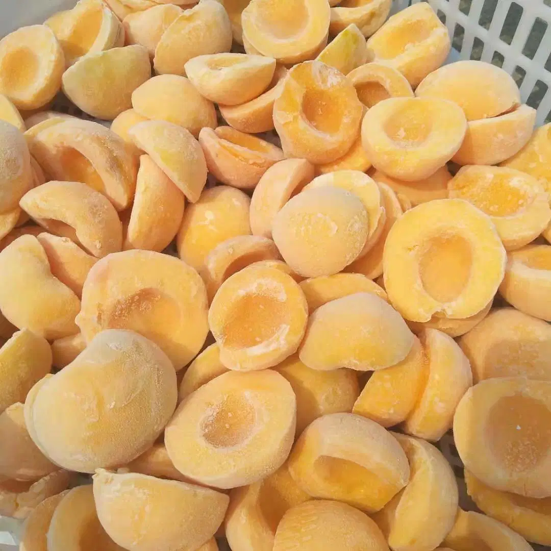 Frutas congeladas las mitades de duraznos amarillo congelados