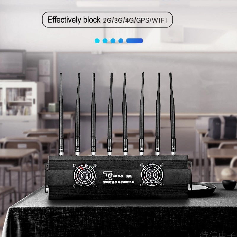 (TX-E8) haute puissance appareil brouilleur de téléphone mobile téléphone cellulaire Desktop jammer avec 8 de l'antenne de signal