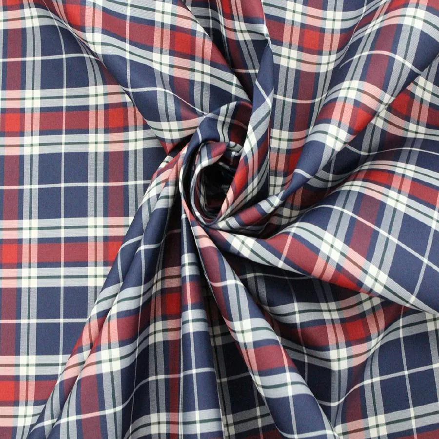 Guter Preis Make-to-Order Garn gefärbt Crinkle Polyester Stretch Plaid Stoff Für Anzug hohe Qualität