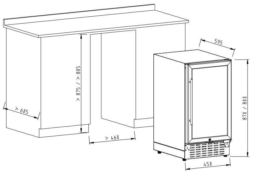 34 Bottles 95 Liters Built in or Freestanding Household Wine Cooler