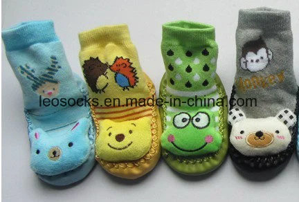 Wholesale/Supplier Cute Cartoon Rubber Sole Baby Socks Happy Baby Prewalker Shoes