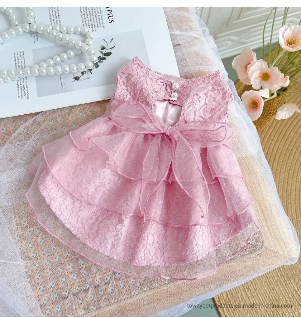 Veil Lace Bowknot Pup Products Pet Clothes Dog Dress