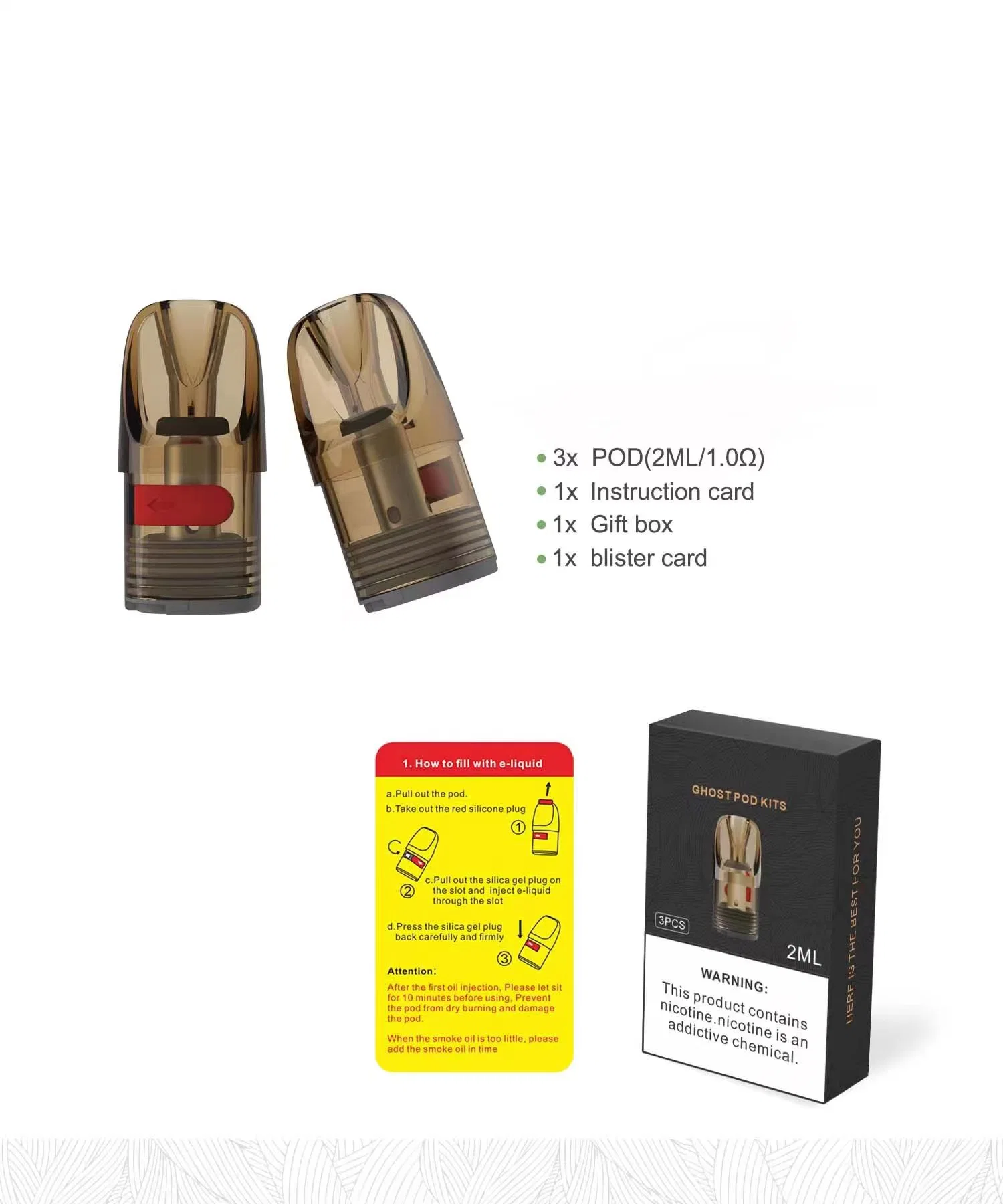 Factory Wholesale/Supplier No Leaking 100% Compatible Pod Empty Vape Pod Cartridge 2ml