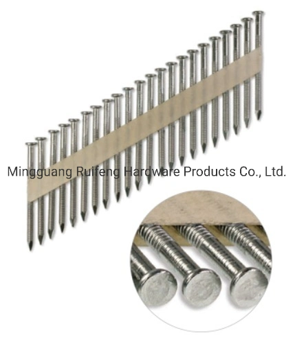 Fastener Factory Manufacturer/ Supplier: 34 Degree Flat Head Galvanized Paper Tape Strip Nails / Framing Nails for Pneumatic Nailer with CE