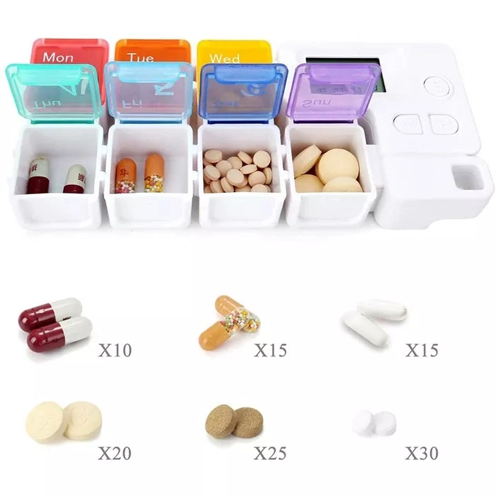 One Week Electronic Reminder Pill Smart Box R Automatic Alarm Smart Supplements Modular Cases Container Medical Holder Pill Box with Timer