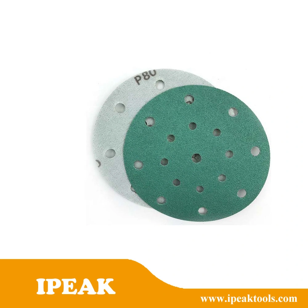 Free Sample 6inch 150mm 125mm Velcro Green Pet Film Zirconia Abrasive Emery Sand Disc Paper with Velcro for Power Tools