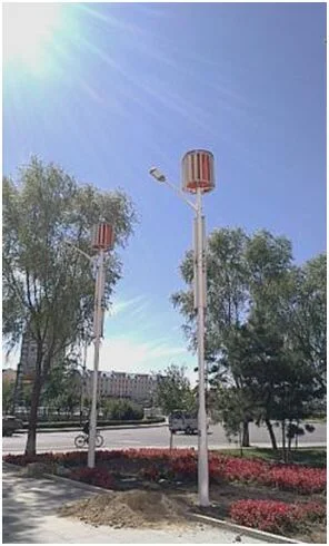 10m 80W LED Vertical Axis Wind Turbine Wind/Solar Hybrid Street Lamp (SHJ-WS1080)