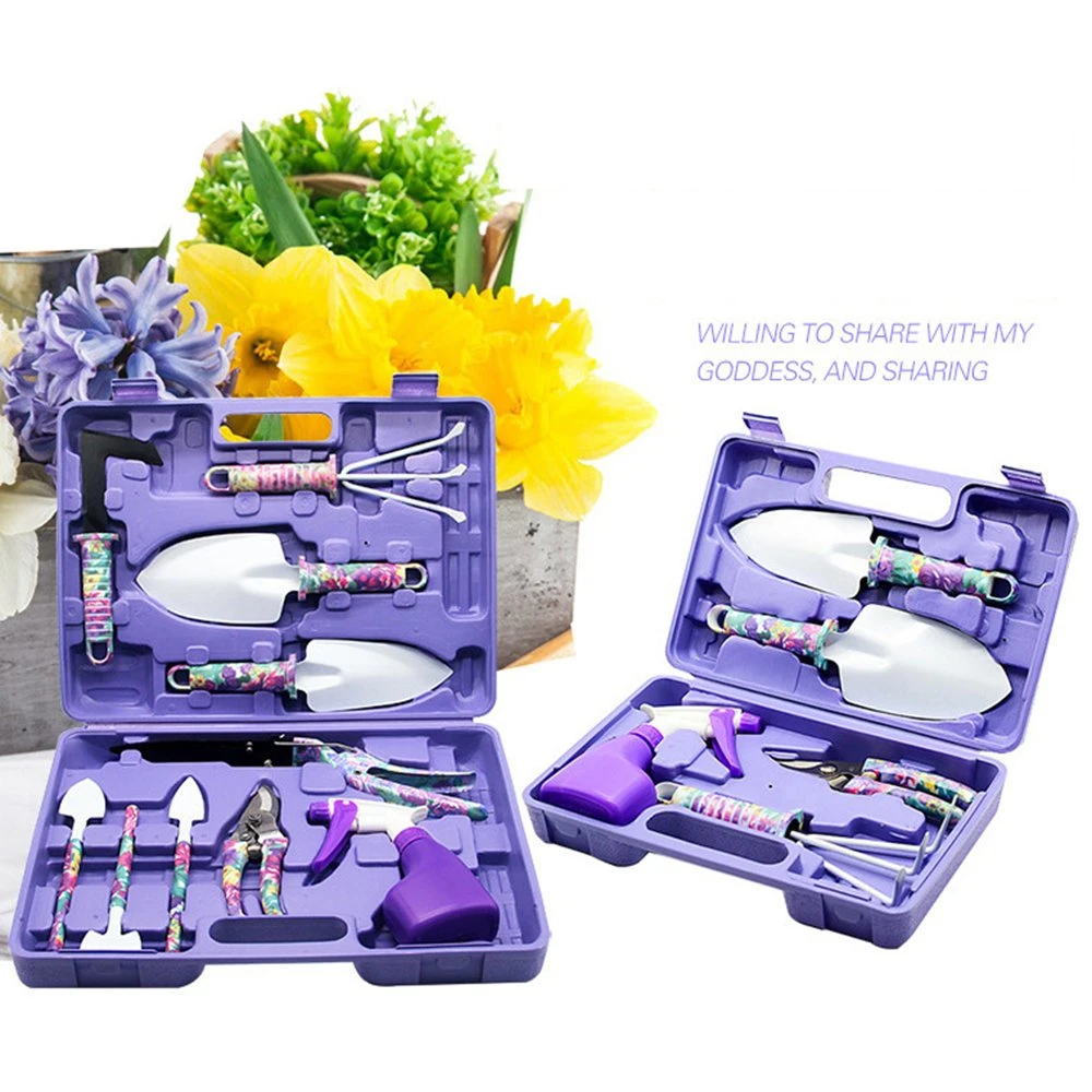 Purple Green Color Women Lady Girls Kids Children 10PC Hand Garden Kits Indoor Gardening Tool Set