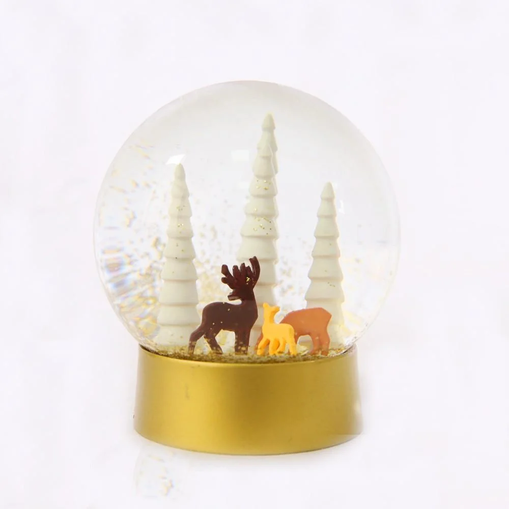 Dibujos Animados Cute figura interior Snowglobe reno de la base de resina de cristal personalizado Globo de Nieve manualidades