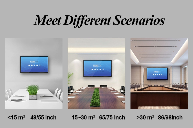 Best Quality 55 65 75 Inch 4K Dual Operation System Multi Touch Interactive Whiteboard Interactive Flat Panels Smart Board with Conference System for Sale