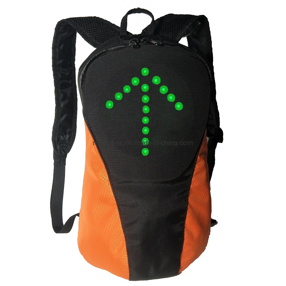 Reflektierender L. E. D. Licht-up Rucksack, Nylon Sicherheitswarnung Elektro-Mountainbike Fernbedienung Leuchtende Tasche Blinker Spot Bag RS-1904293-4