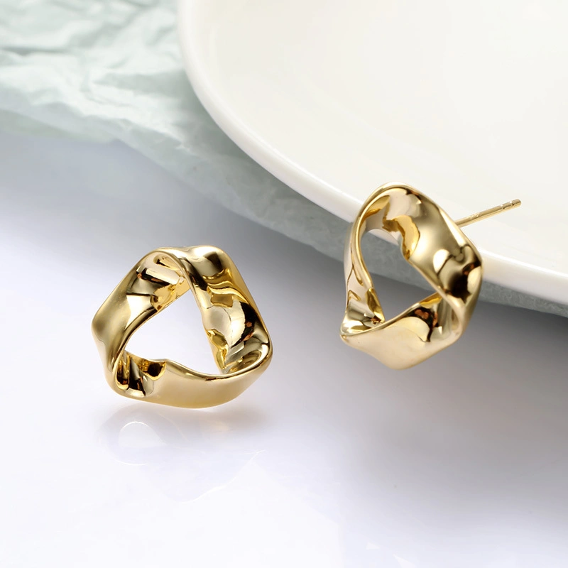 High quality/High cost performance S925 Real Sliver Stud Earrings for Women Not Fade Gold Color