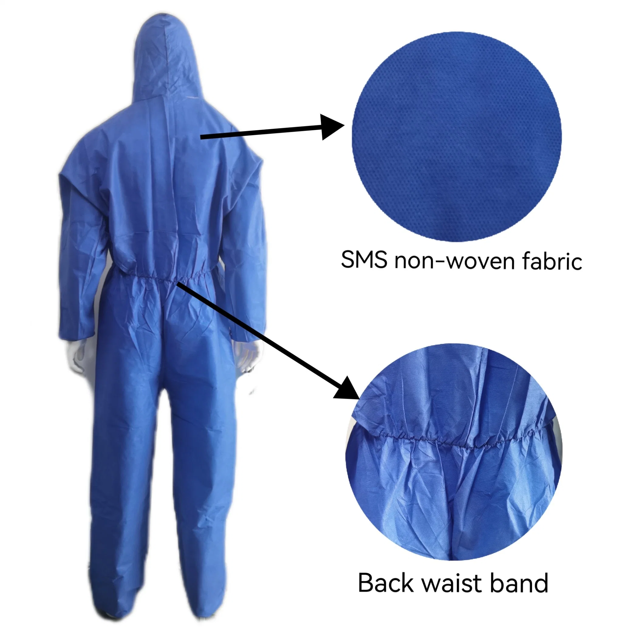 Stock Nonwoven Isolation Overall Hot Sale CE Standard Anti-Virus SMS Protective Coverall